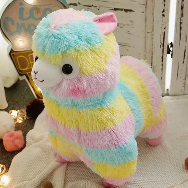Spot cute animal rainbow alpaca plush toy color alpaca doll pillow doll plush