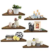 Corner shelf bathroom wall storage holder Rustic Wood Wall Shelves for Bathroom Kitchen Bedroom Living Room Office Nursery