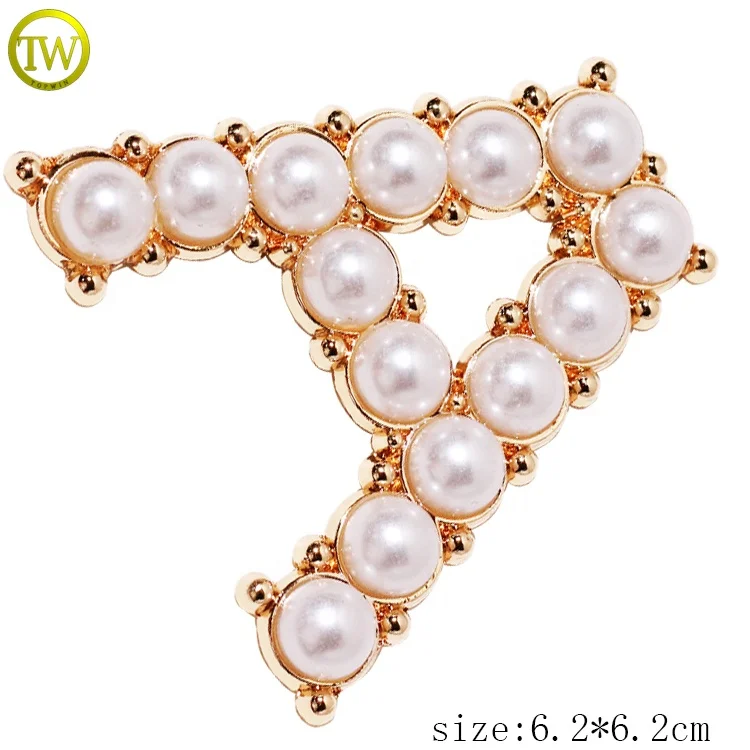 Fashion designer handbags metal letter tags gold plated suitcase embossed alphabet label plate hardware with pearl