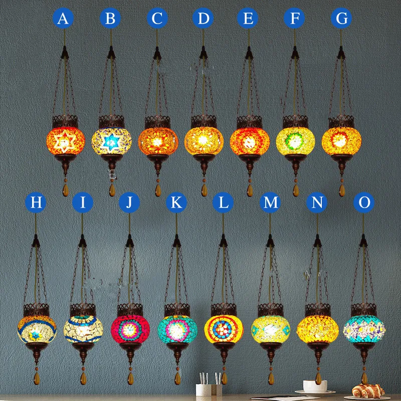 Turkish Moroccan Mosaic Pendant Ceiling Hanging Light Handmade Tiffany Style Glass Moroccan Lantern Style Mosaic Lamp