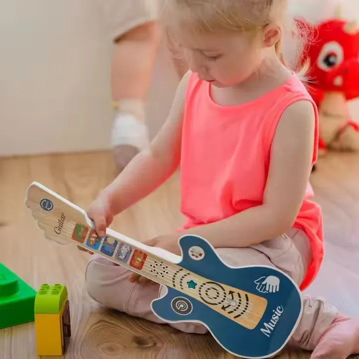 KSF New Design Mini Electric Guitar Musical Instrument With Light And Music Kids Educational Touch Guitar Children Toys