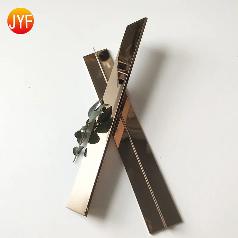 JYFA5107 Decorative Brushed Wall Skirting Metal Strip T Shape Tile Trim 201 Stainless Steel T Profile Ceiling Skirting