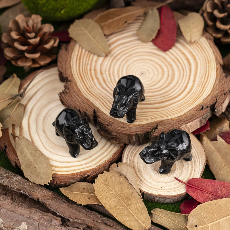 BZ JADE TIFA Semi-precious Stone Crafts Obsidian Elephant Engraving Products Gemstone For Feng shui Personalized Gifts