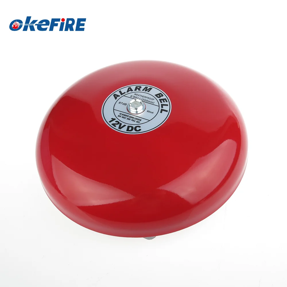Okefire DC 12V Electric Aluminum Fire Alarm 8 Inch Bell