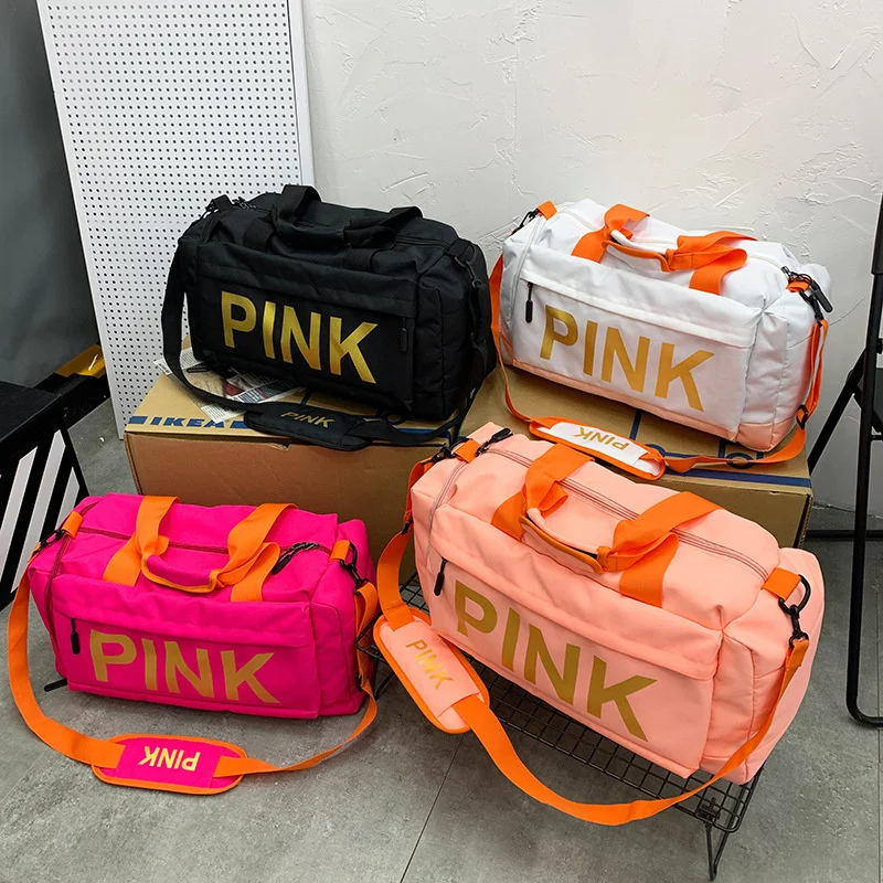 custom handbags waterproof large spend the night women pink duffle bag travel shoulder ladies Yoga gym sports bag