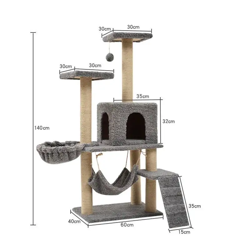 Manufacturer wholesale sisal short plush stable cat tower