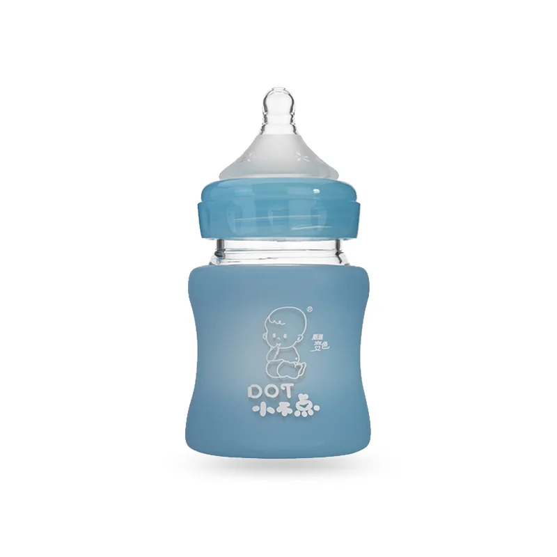 
New product borosilicate glass babies feeding bottles with baby silicone nipple manufactures 