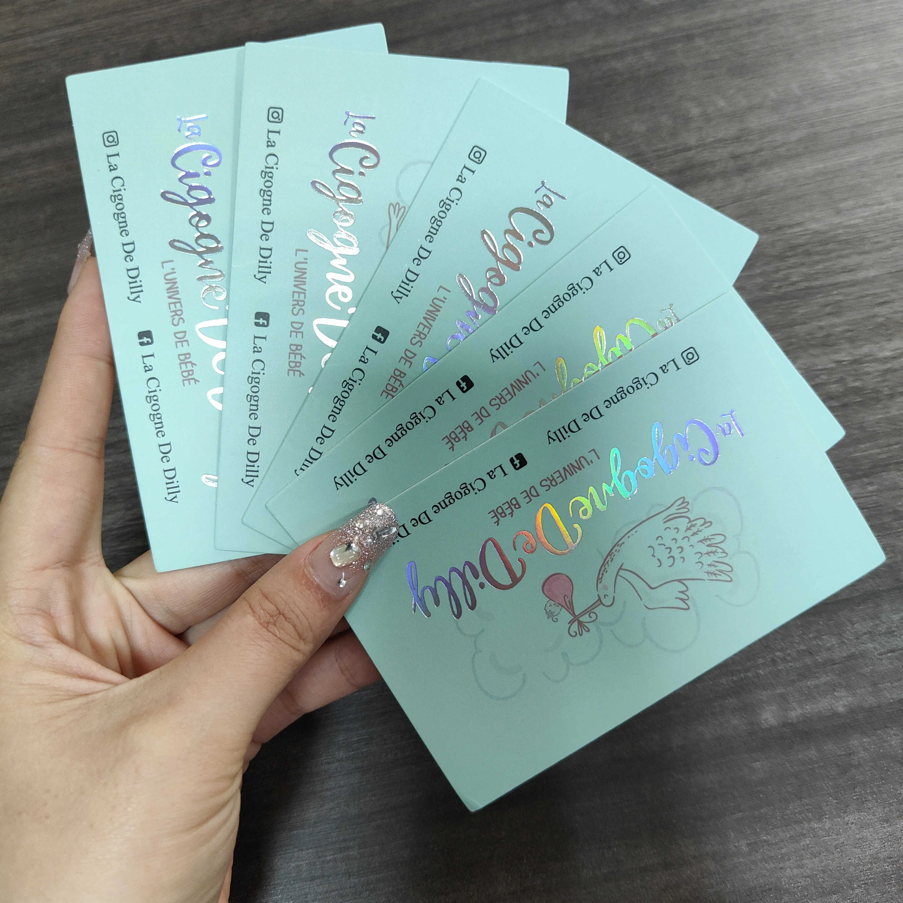 Custom deluxe high-end 7* 11cm 400g holographic double-sided printed card