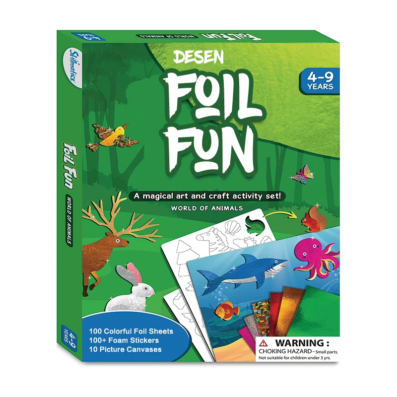 DESEN Art and Craft Activity Foil Fun Animals No Mess Art for Kids Craft Kits and Supplies DIY Creative Activity