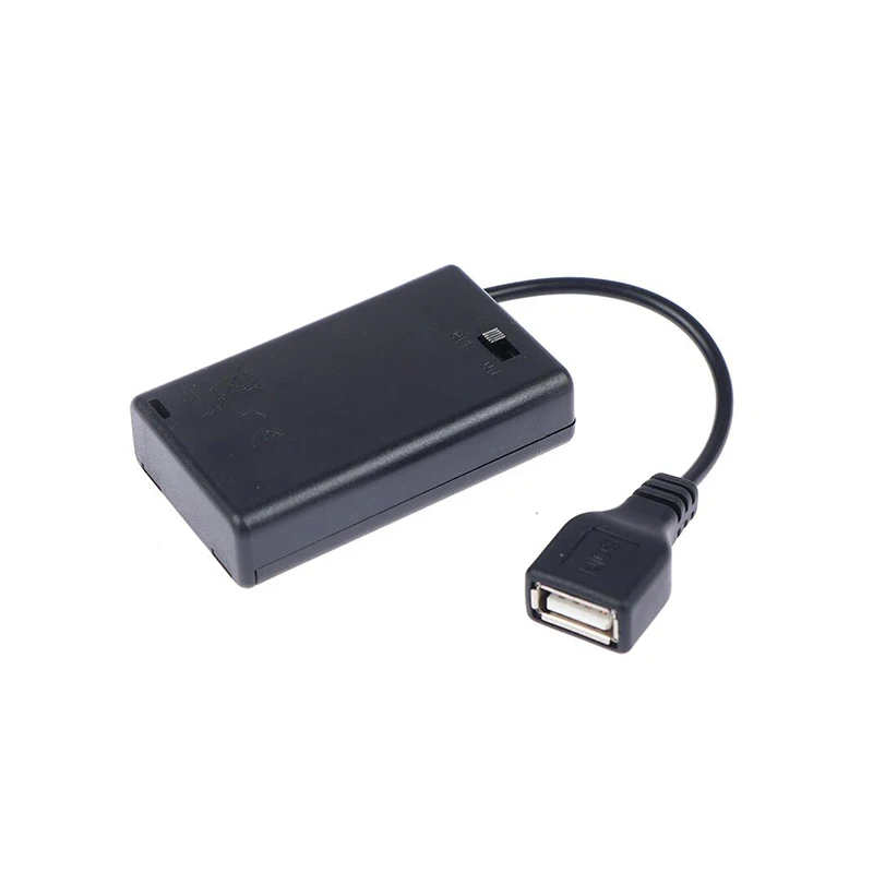 USB a Female Connector Cable 3 AAA Black Battery Holder 4.5V Case With ON/OFF Switch and Cover