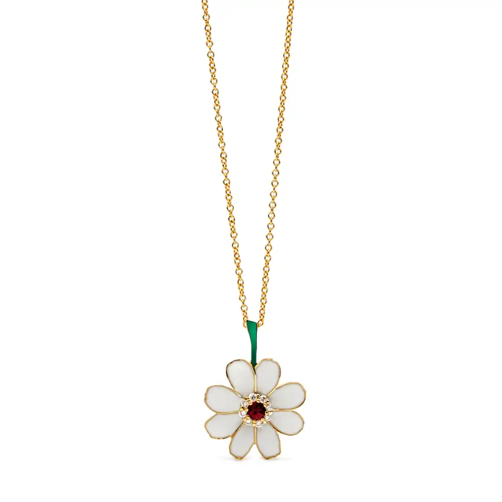 Slovehoony Cute Flower Multi-colored Enamel With Shiny Zircon Crystal Turquoise Pendant Halloween Jewelry Necklace For Women
