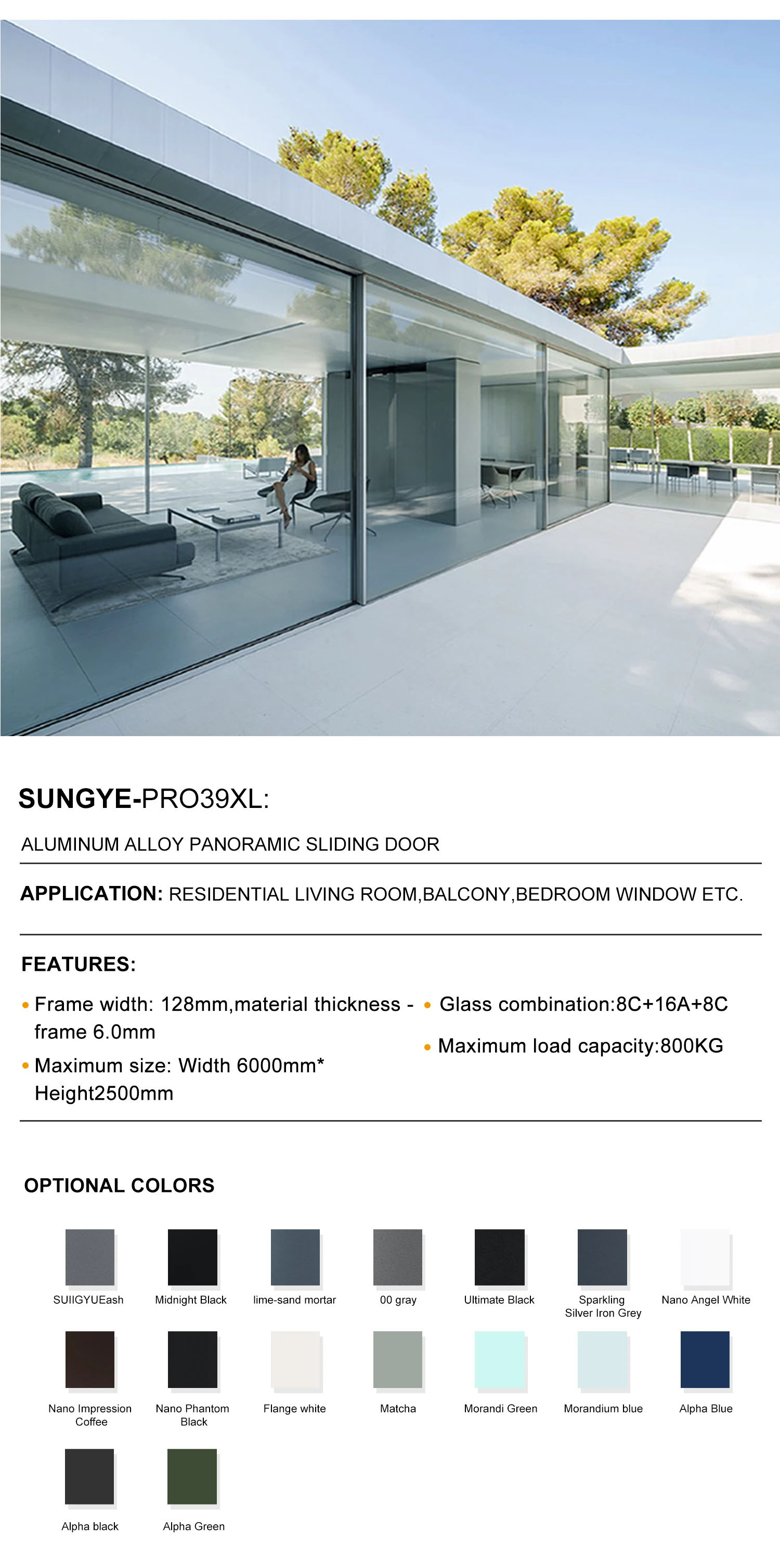 SUNGYE Aluminum Frame Automatic Glass Sliding Door 2 Track Double Glazed Security Recessed Panoramic Slim Narrow Glass Doors