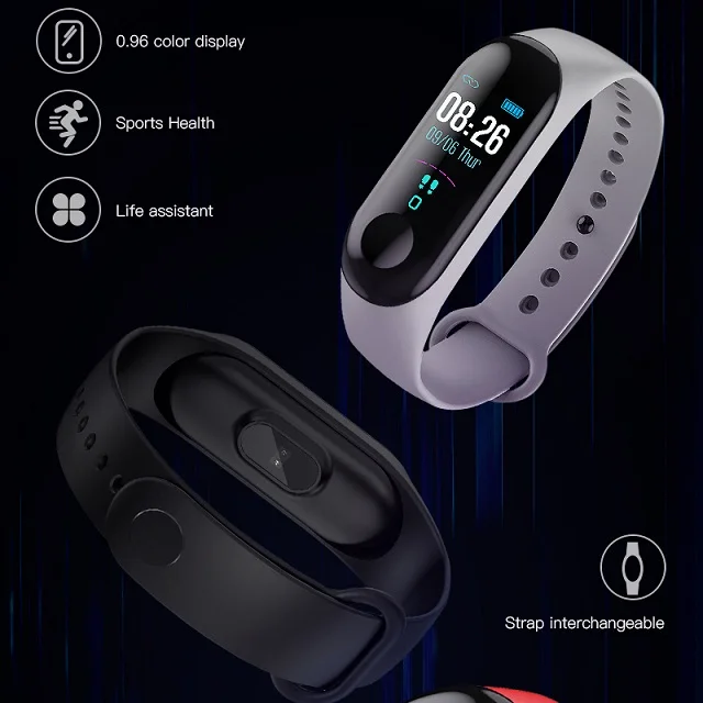 
Waterproof health smart band watch OEM m3 intelligent bracelet fitness watch smart bracelet 