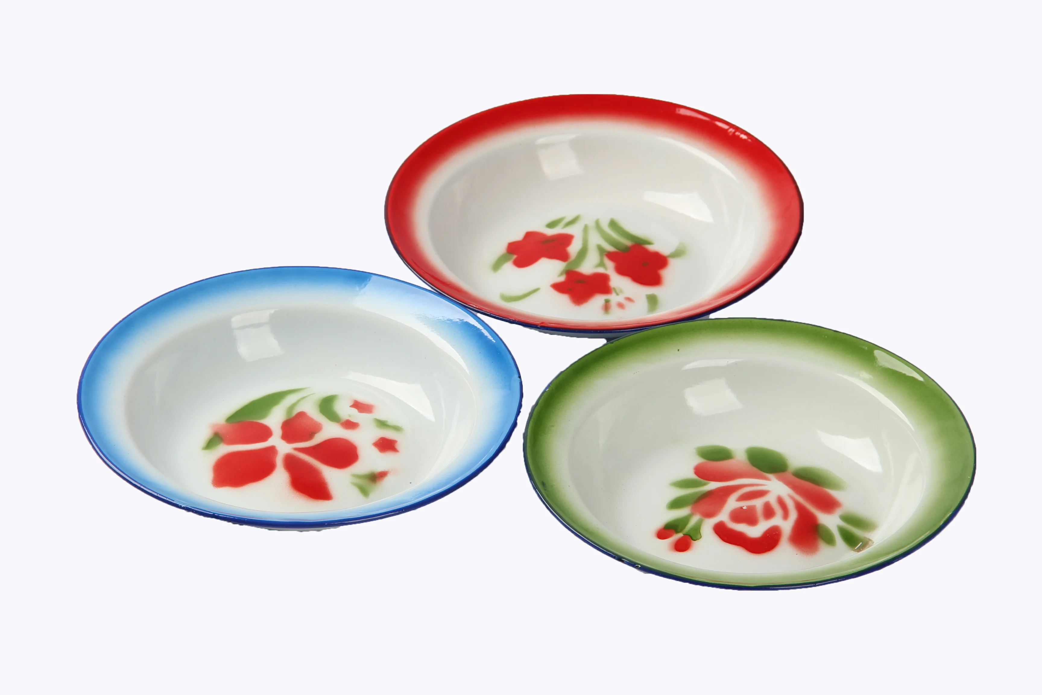 enamel deco flower  soup bowls and plates 14-26cm