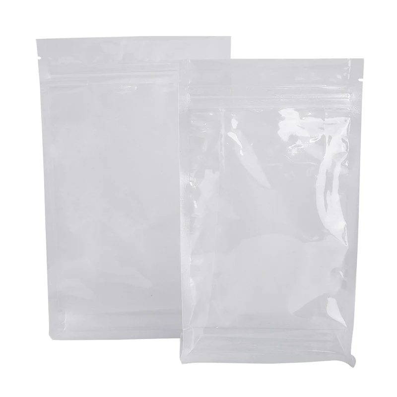 Clear Plastic 8 Sides Sealing Zip Lock Pouches Bags Food Packaging Clear Zipper Pouch Custom Printed