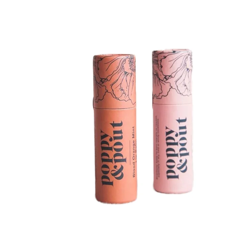 Custom Biodegradable White Kraft Cardboard Lip Balm Packaging Recycled Push Paper Tube with Stamping for Cosmetic Use