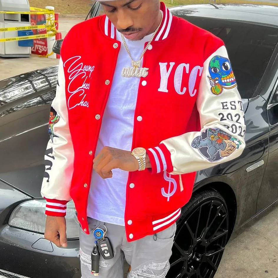 2024 Hot Selling New Styles Customization Chenille Embroidery Leather Sleeve Baseball Letterman Varsity Jacket