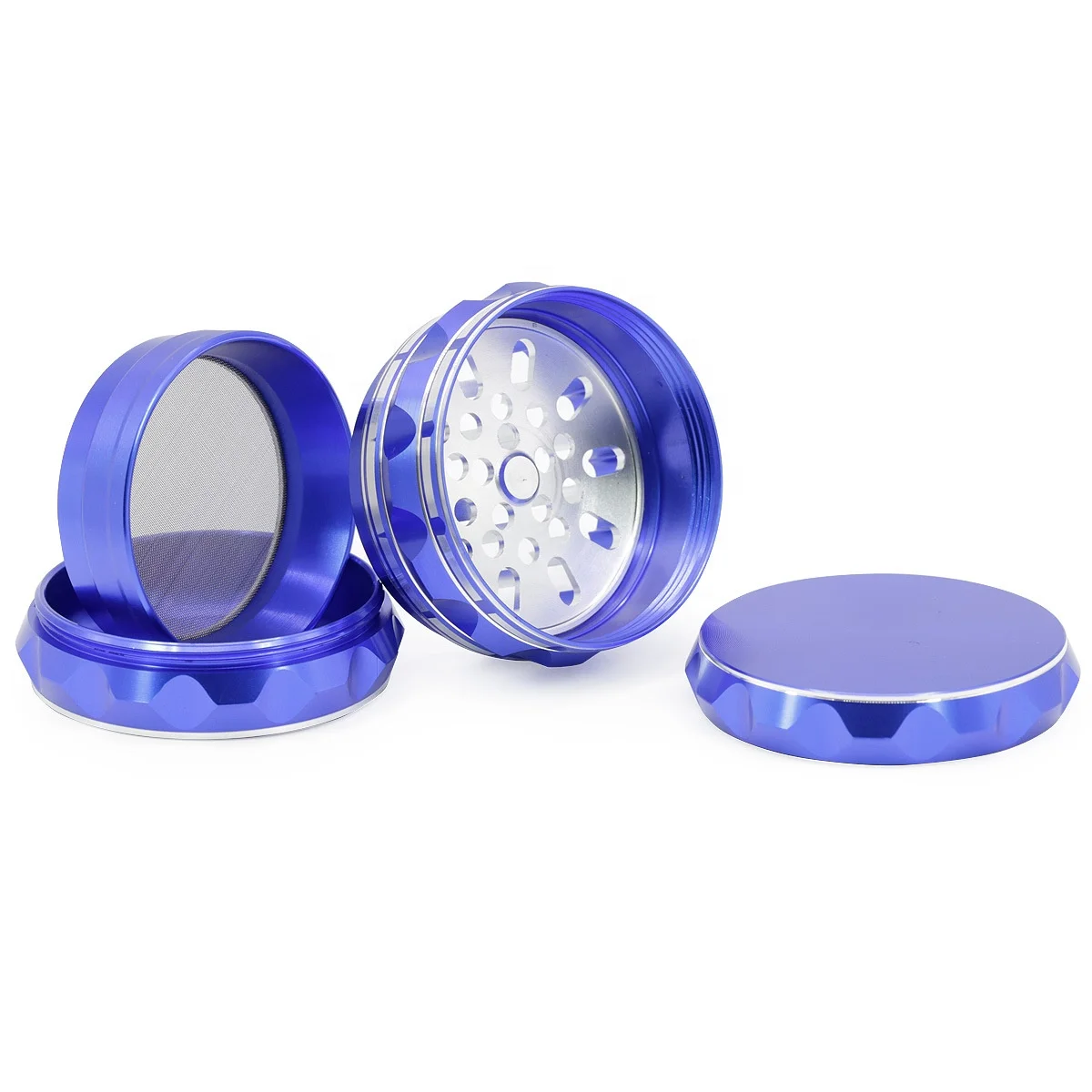 6 colors new style 4 parts aluminum alloy sharp concave polygon herb grinder tobacco crusher