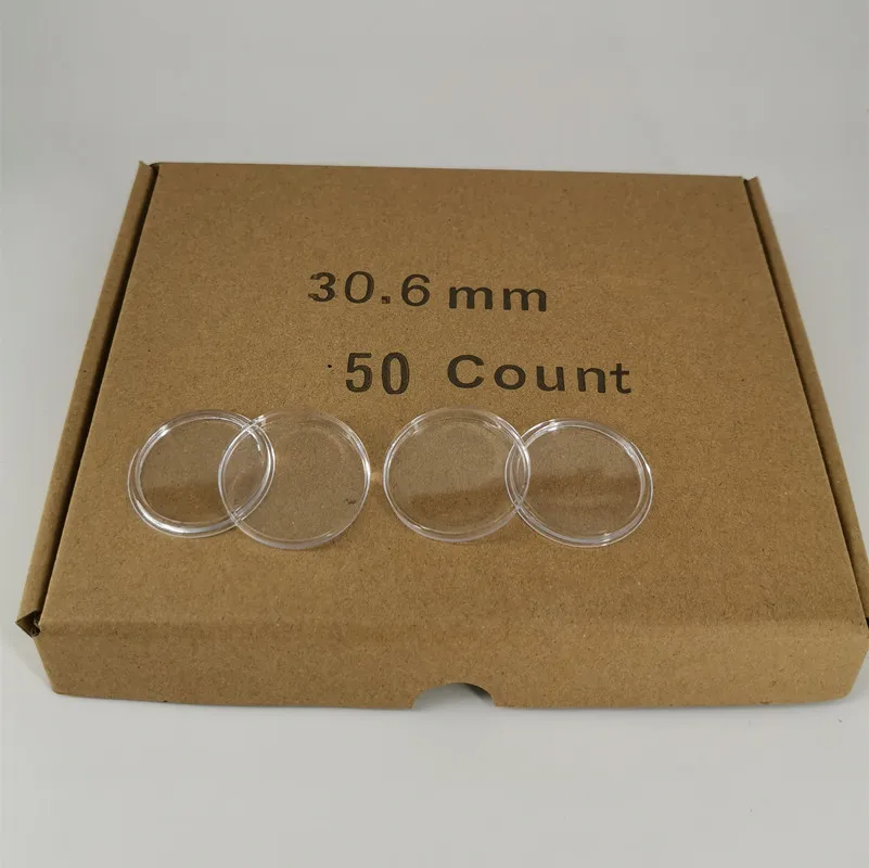 39mm clear round coin capsule with Packing 50pcs in a carton