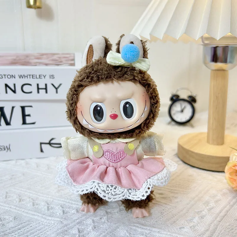 L-1991 17cm Pendant Doll Blind Box Pink Love Skirt Basketball Barrettes Suit Cute Dress Outfit Clothes Only Labubu