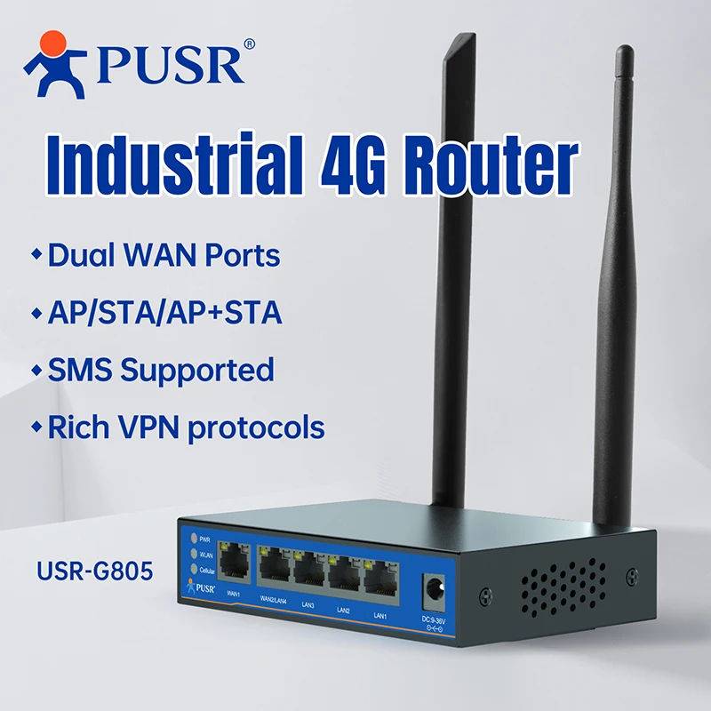 PUSR Global Frequency Industrial Dual SIM Router 4G/WiFi/Wired WAN Backup Hardware & Software Dual Watchdog USR-G805s-G