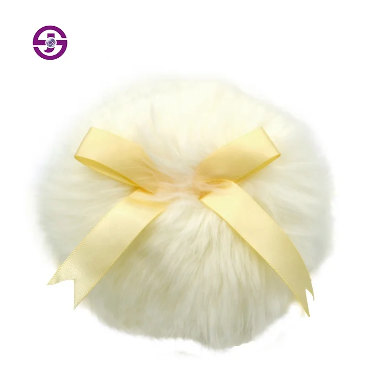 Round Baby Powder Puff Dry Body Shimmer Ball Makeup Powder Plush Puff With Bow Ribbon