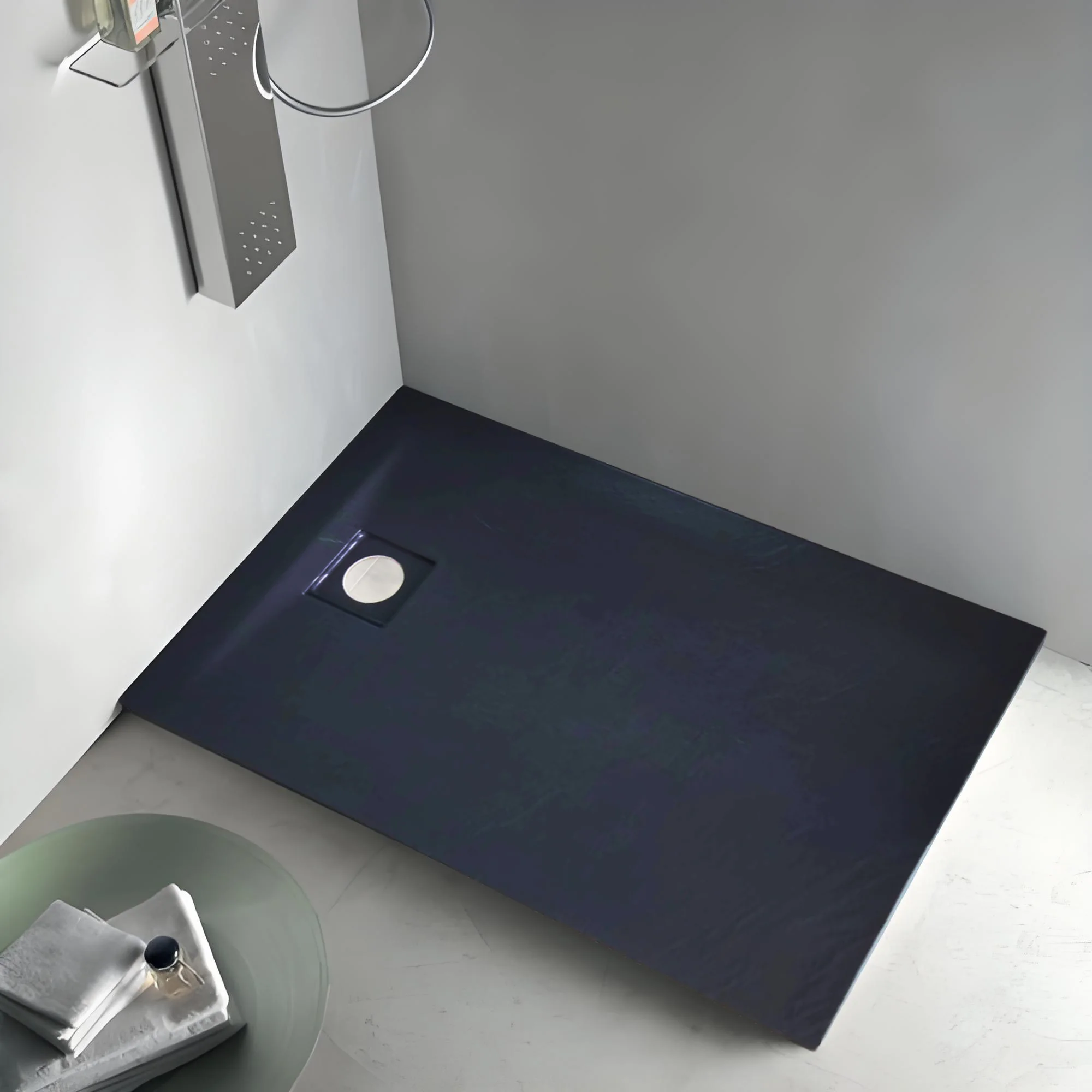CE Certified 1000x700 mm Rectangle Rock Plate Pattern Bathroom Black Shower Rock Base Tray