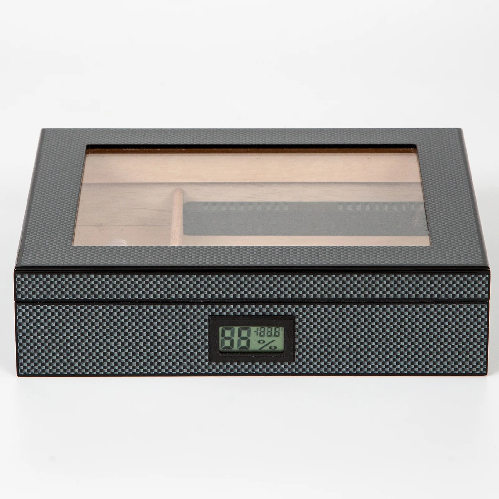 Luxury cigar box cedar wood humidor  Gift Set Box for mans Handmade Wooden Glass Top Cigar Humidor for Re-humidification