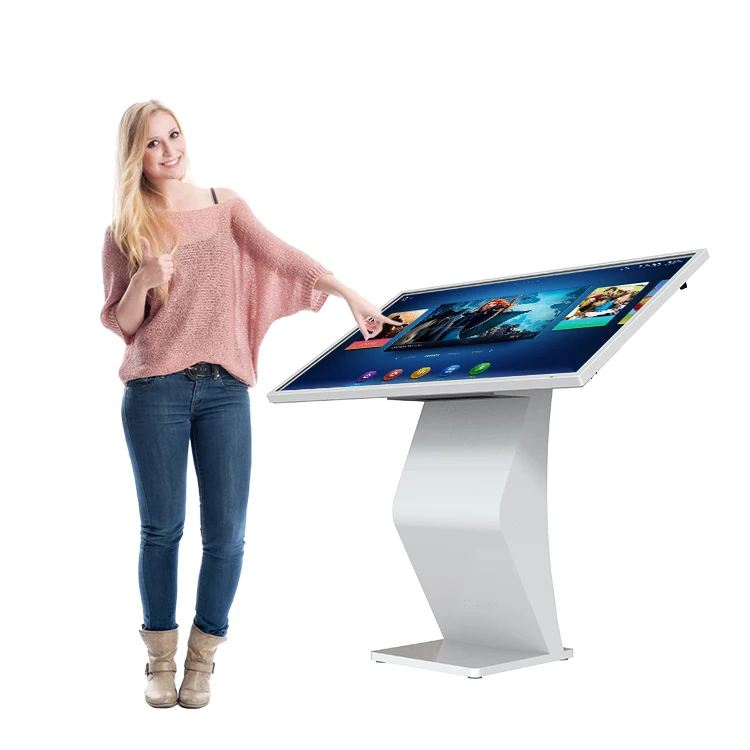 Hot Selling 32 43 50 55 65 inch Indoor Floor Standing FHD Totem Interactive Tourism Information Kiosk With Wifi