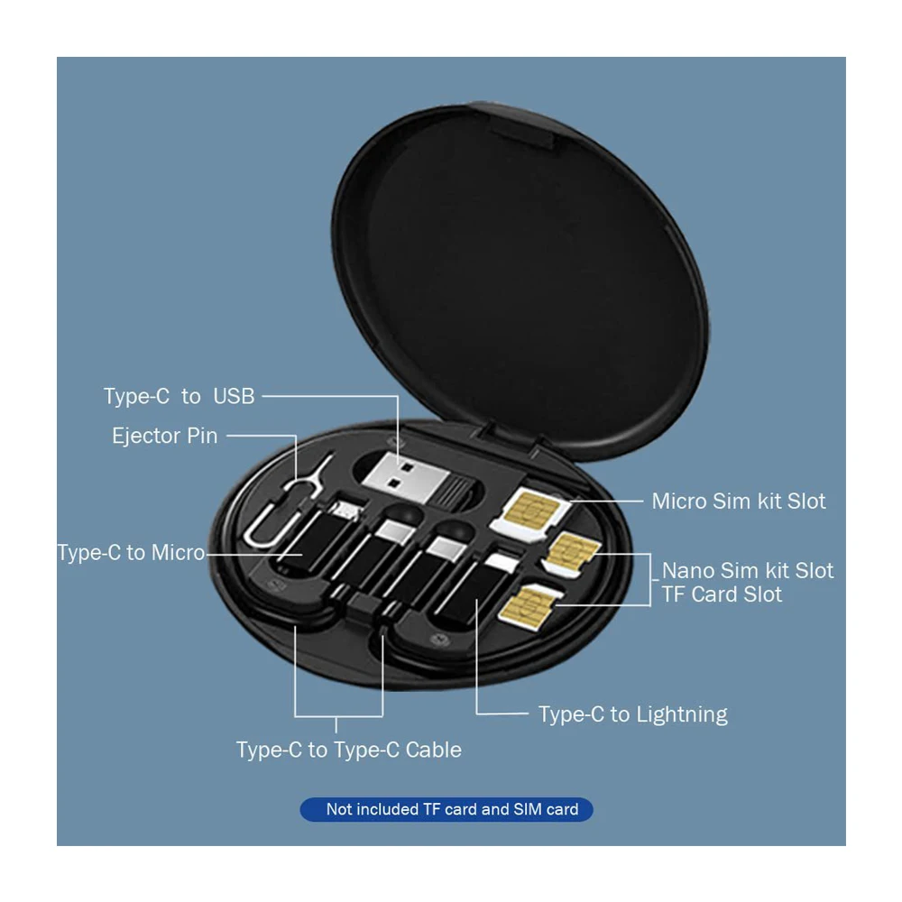 Cheap Multi-Functional 6 In 1 Charging Cables Mobile Stand Card Data Cable Storage Box