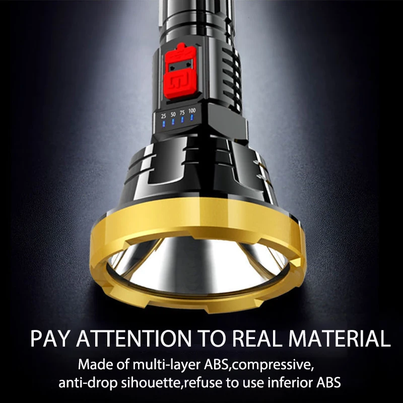 100000 Lumen 1000m Long Range Super Bright ip66 Waterproof Buit-in battery Rechargeable usb p70 led torch light flashlights