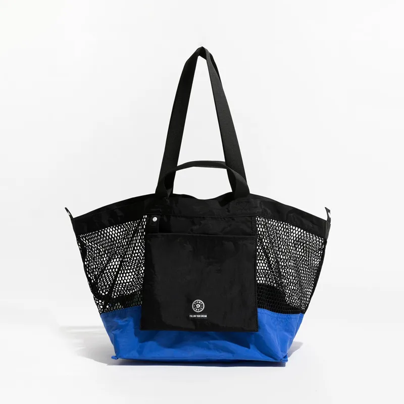 2024 Summer Custom Beach Accessories Ladies Big Comfort Nylon Foldable Mesh Tote Bag with Pockets Fashion Style