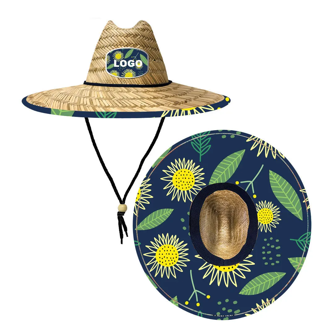 High Quality Custom Straw Bucket Hat Daily Use Embroidered Logo Summer Outdoor Beach Fishing Travel Printed Grass Ribbon