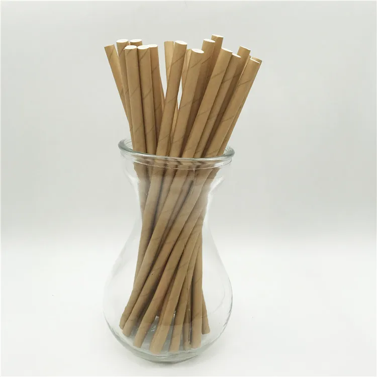 6*197mm Plain Brown Kraft Wholesale Paper Straws