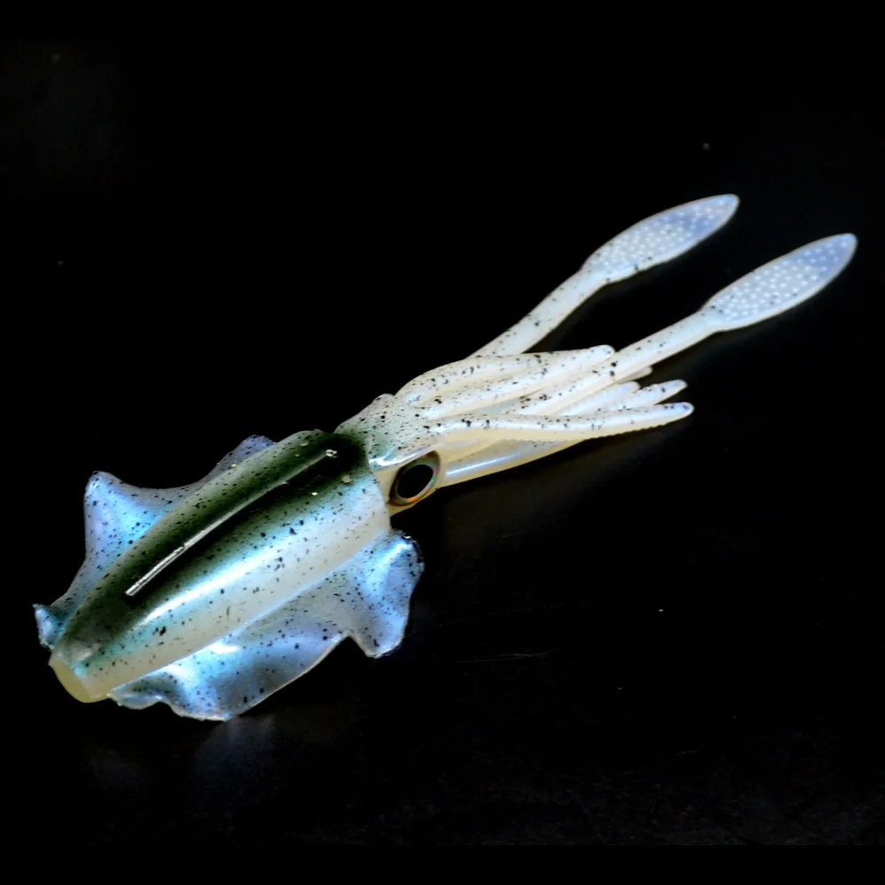 Lureking Wholesale 15g 15cm Deap Sea Squid Fishing Lure Luminous UV Octopus Silicone Rubber Jig Trolling Bait HX07A