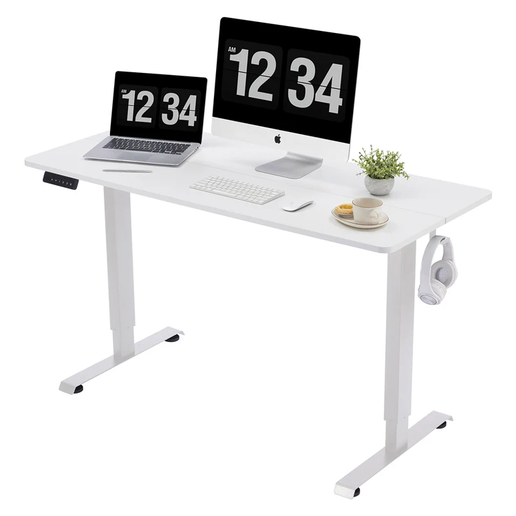 Standing Ergonomic Home Office Dual Motor Electric Height Adjustable Lifting Standing Desk White Wooden Coffee Table