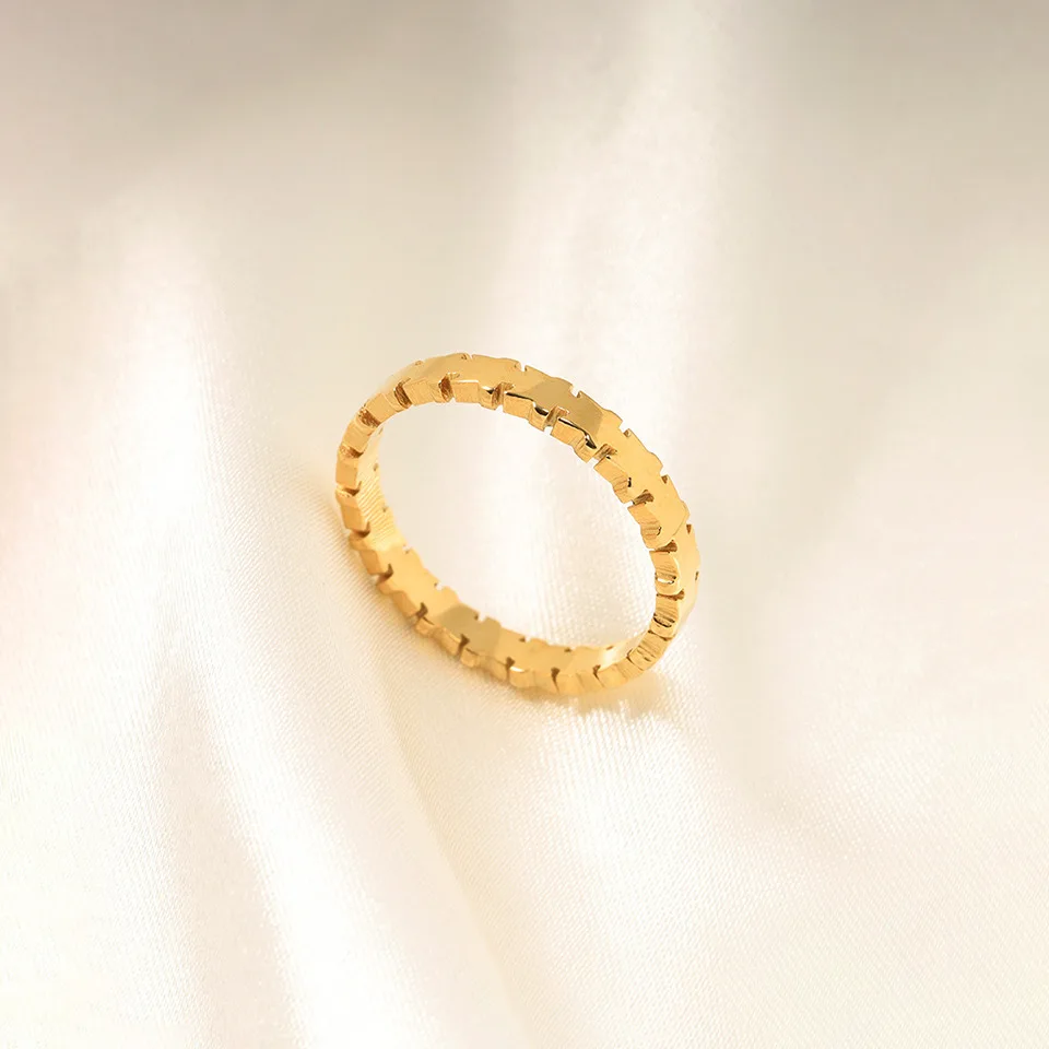 simple titanium steel gold geometric gear ring stainless steel non-fading jewelry ring