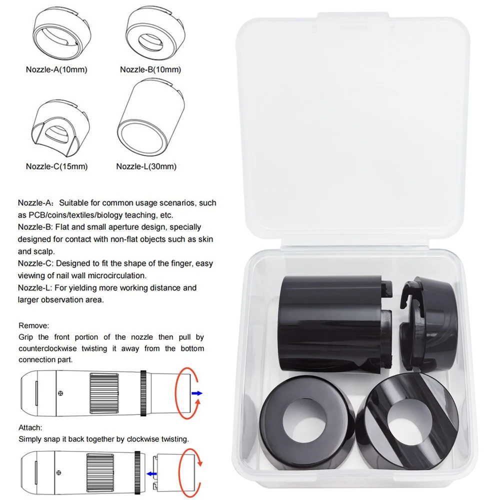 UV Dermatoscope Trichoscope Skin Hair Scalp Detector with Replaceable Nozzles WiFi