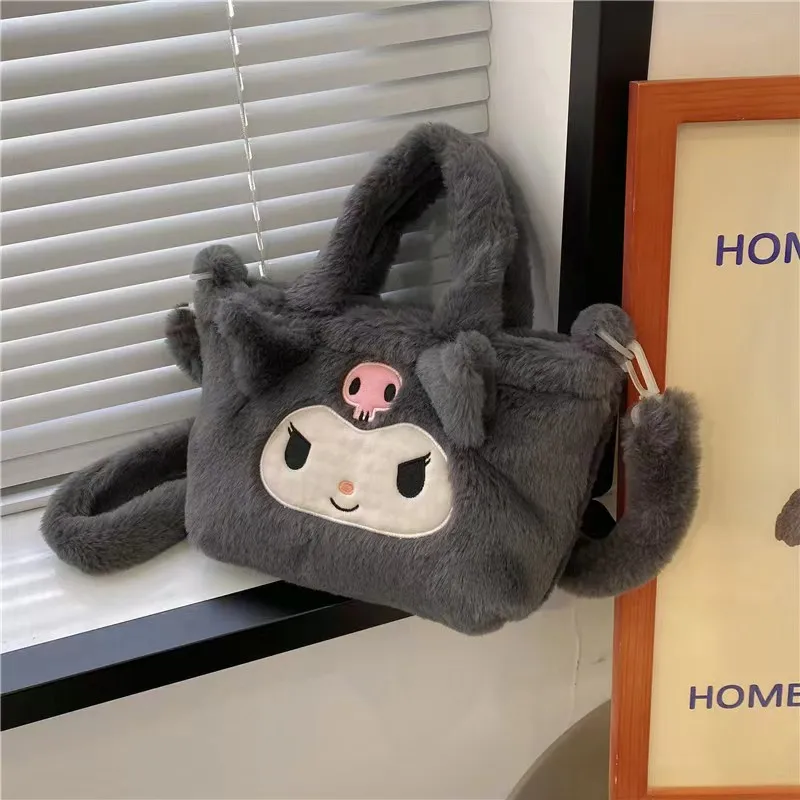 Anime Sanrioes Kuromi My Melody Figure Kuromi Plush Backpack Kids Backpack Soft Plush Handbag Sanrioes Plush Bag
