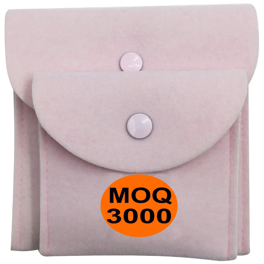 Eco Friendly Small Cotton Suede Envelope Jewelry Pouch Custom Silk Jewlery Flat Gift Packag Bag Felt Leather Logo With Button