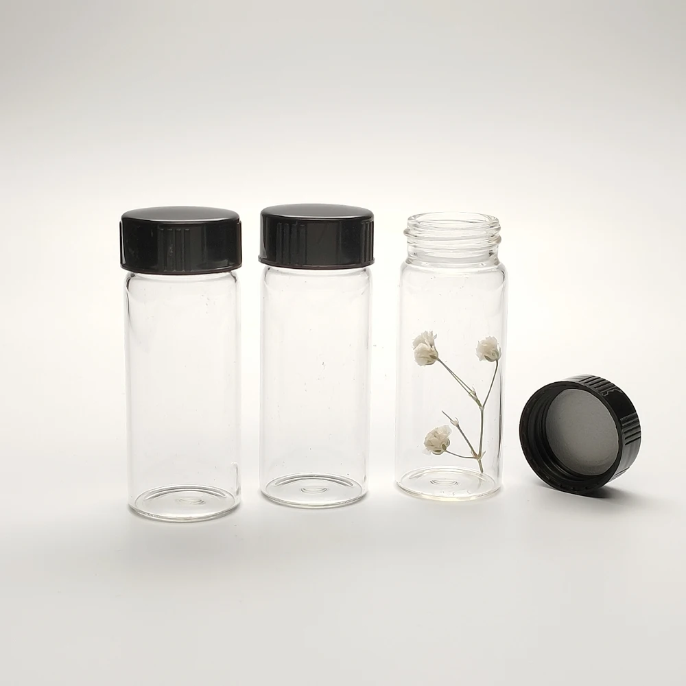 40ml 30x90mm Wide Opening Screw Top Glass Tube With 28/410 Plastic Lid