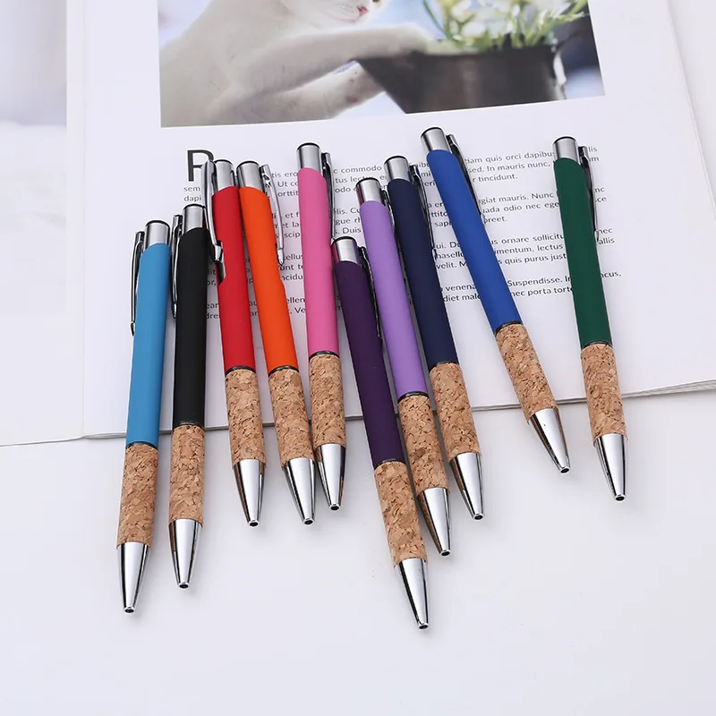 High Quality Aluminum Metal Pen Promotion Gift Cork Grip Pen Logo Custom
