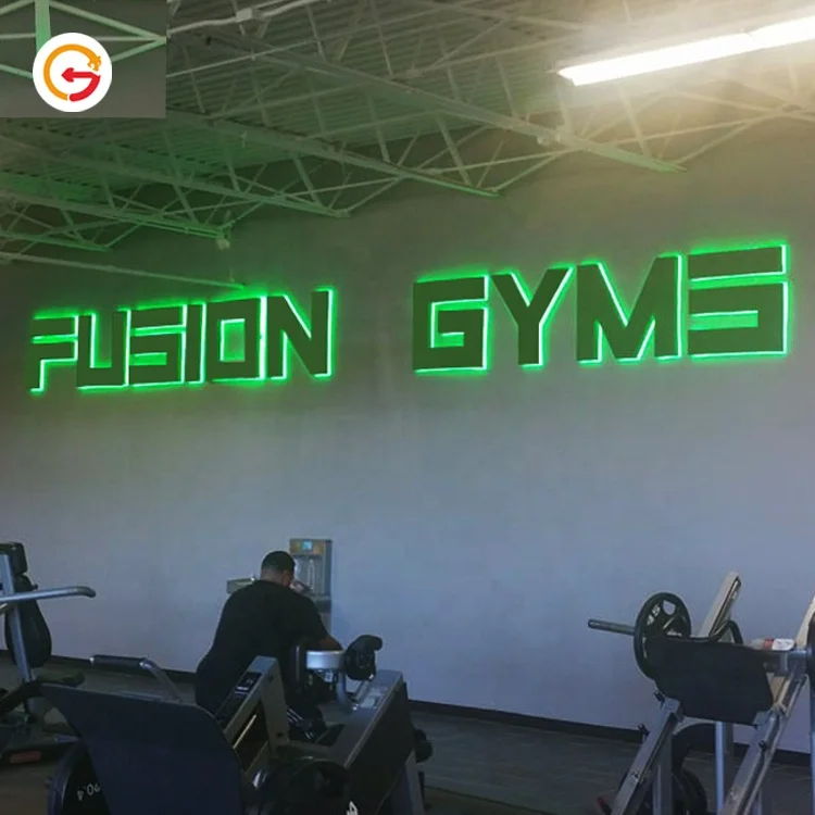 JAGUARSIGN Custom Company Wall Led Backlit Letter 3D Signage Logo Stainless Steel Illuminated Gym Signs Wall Decor Big Letters