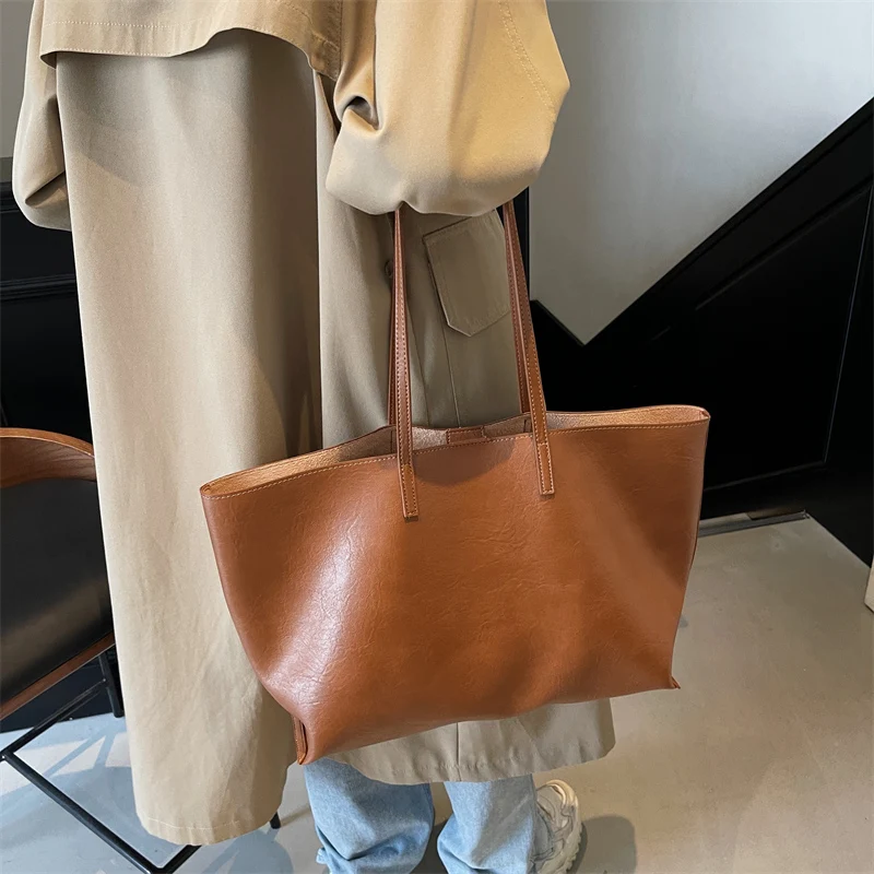 Винтажная коричневая женская сумка на одно плечо из искусственной кожи Классическая модная для покупок с текстурой путешествий настраиваемая