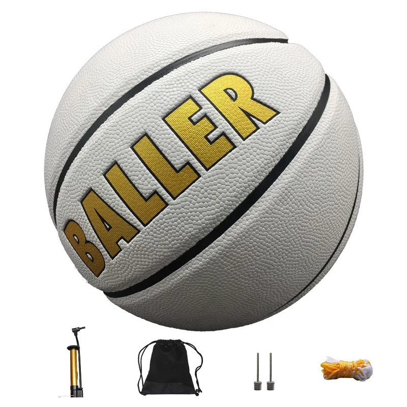 2021 Custom white leather basketball and Professional Custom Printed Logo