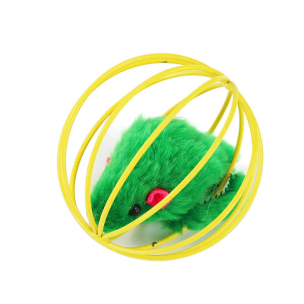 Cat pet toys cage mouse ball Pet cat plush mouse in cage ball