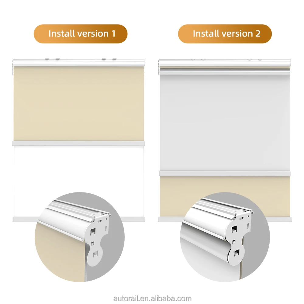 WiFi App Control Google Alexa Electric  Double Roller Shades Hotel Blinds Smart Curtain Motorized  Chain Blinds Roller