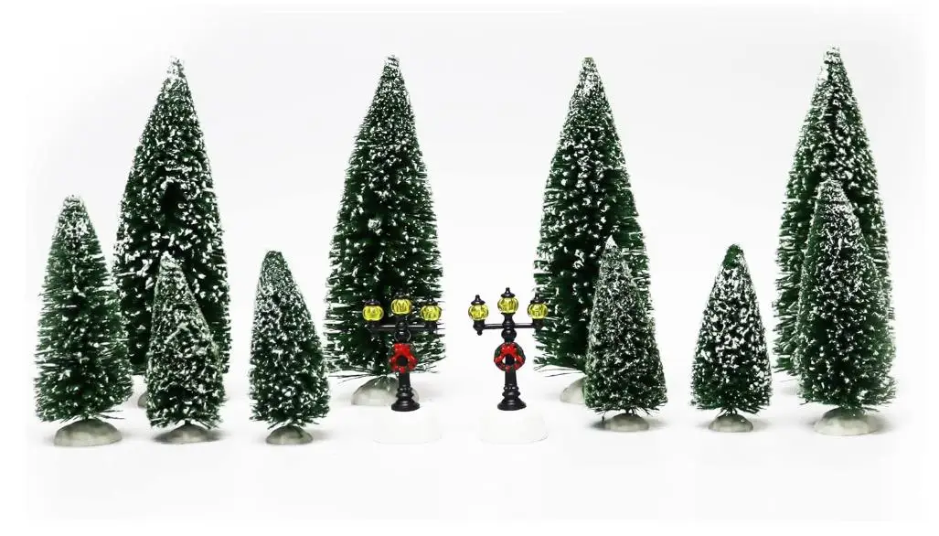 Polyresin/Resin christmas village Moments in Time Christmas Village 30 pc Set, with LED Lights, Battery Operated (not Included)