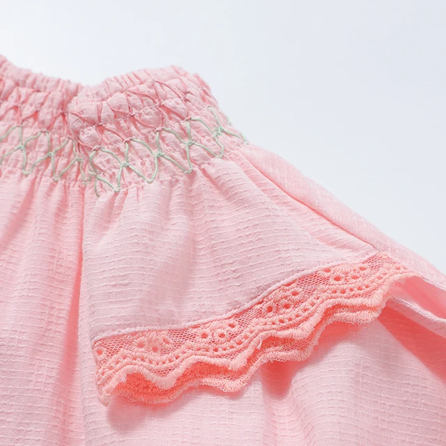 Baby  Dress Girl  Skirt Summer Kid  dress  smocked  embroidery  flare sleeve Princess Dress Clothes