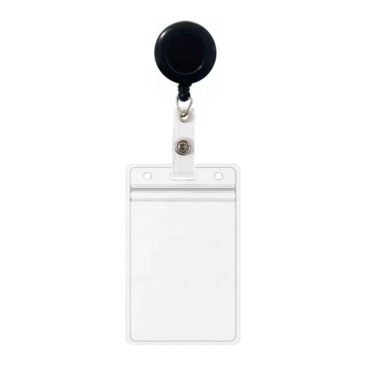 Clear Soft PVC Badge Holder with ABS Plastic Retractable Reel Clip for Medical Doctor Nurse School Teacher Student ID Card